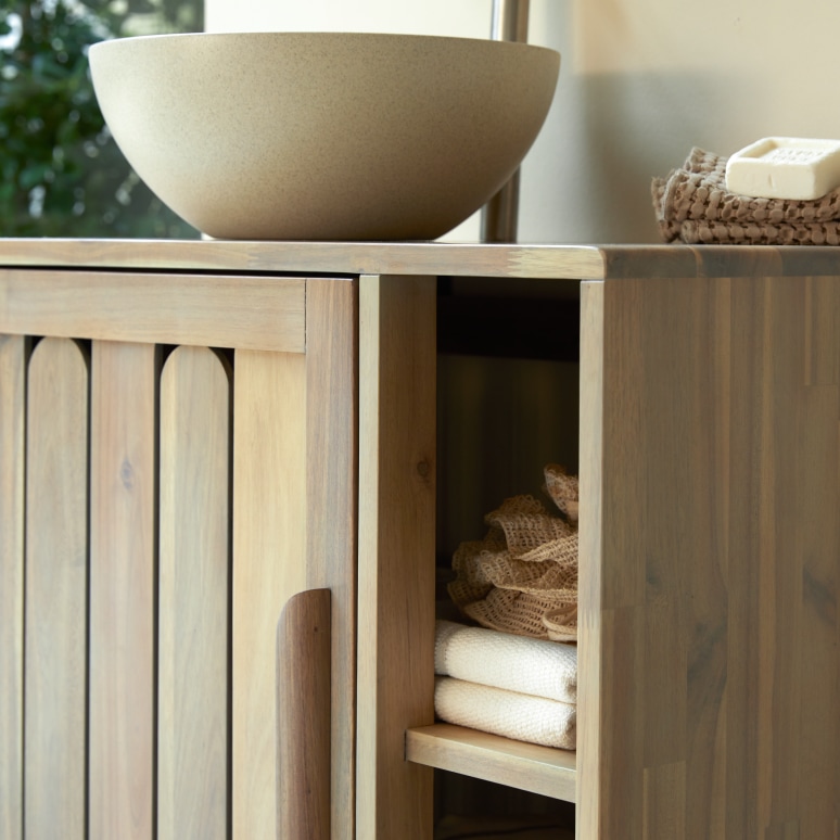 Lila - Bathroom cabinet in solid acacia - 80 cm