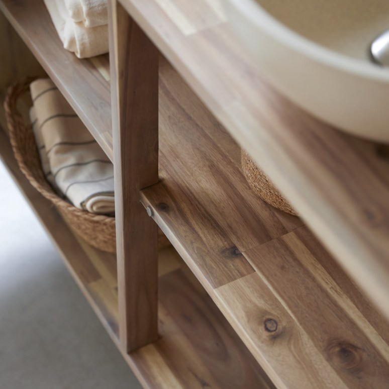 Lila - Mobile per il bagno in legno di acacia massello 120 cm