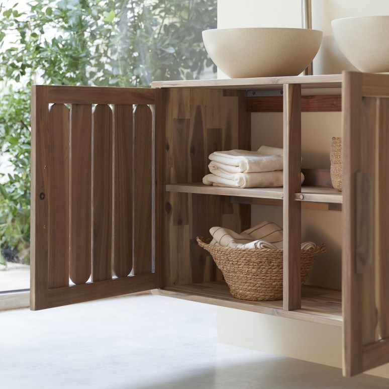 Lila - Bathroom cabinet in solid acacia - 120 cm