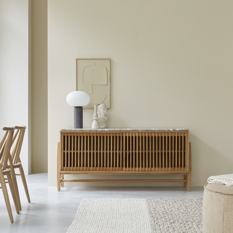 Sideboard in solid teak and premium terrazzo - 160 cm