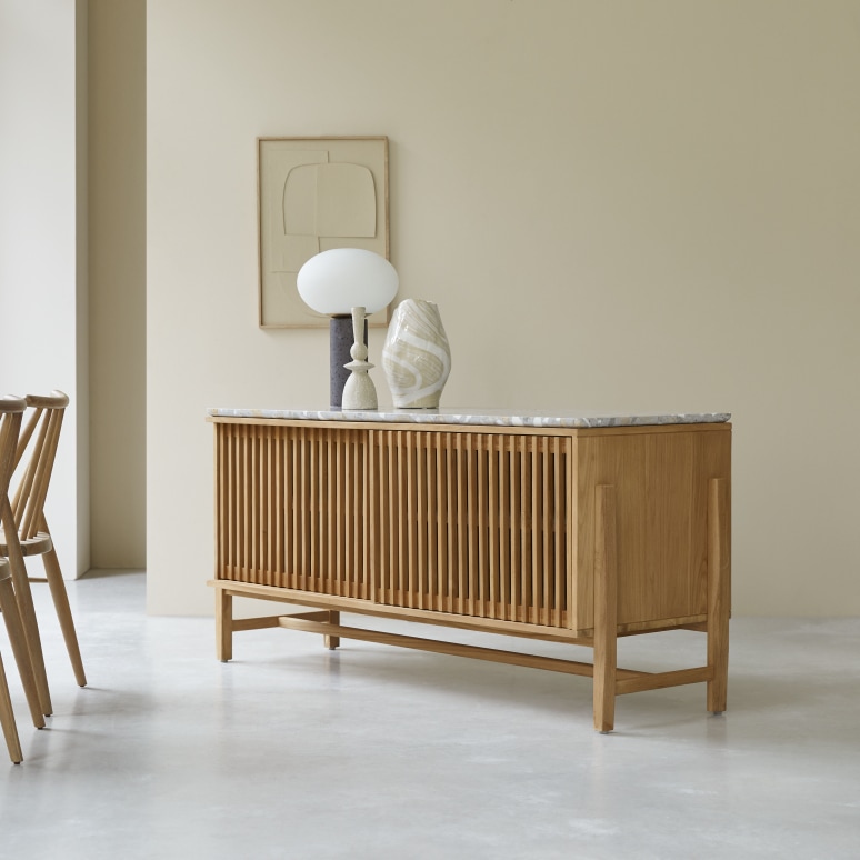 Isaure - Aparador de teca maciza y terrazo prémium de 160 cm
