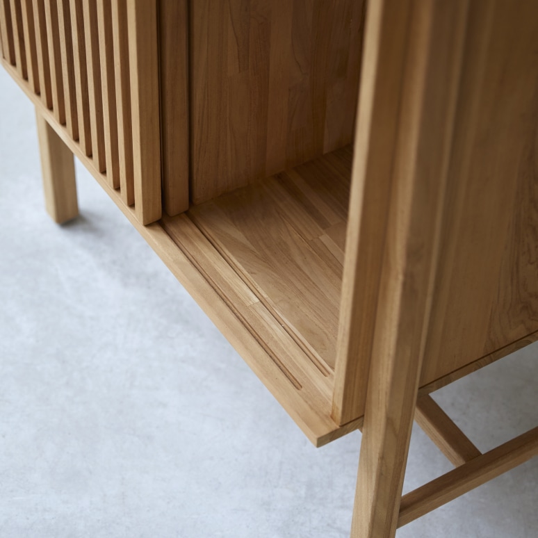 Isaure - Sideboard in solid teak and premium terrazzo - 80 cm