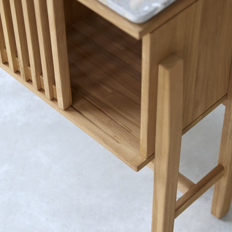 Isaure - Konsole aus massivem Teakholz und Premium-Terrazzo