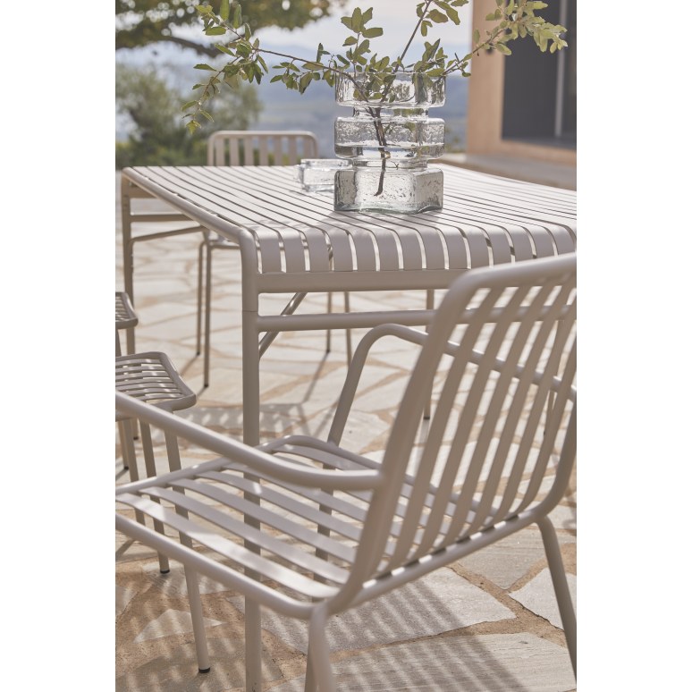 Gaby - Rechteckiger Gartentisch aus cremefarbenem Metall 4/6 pers.