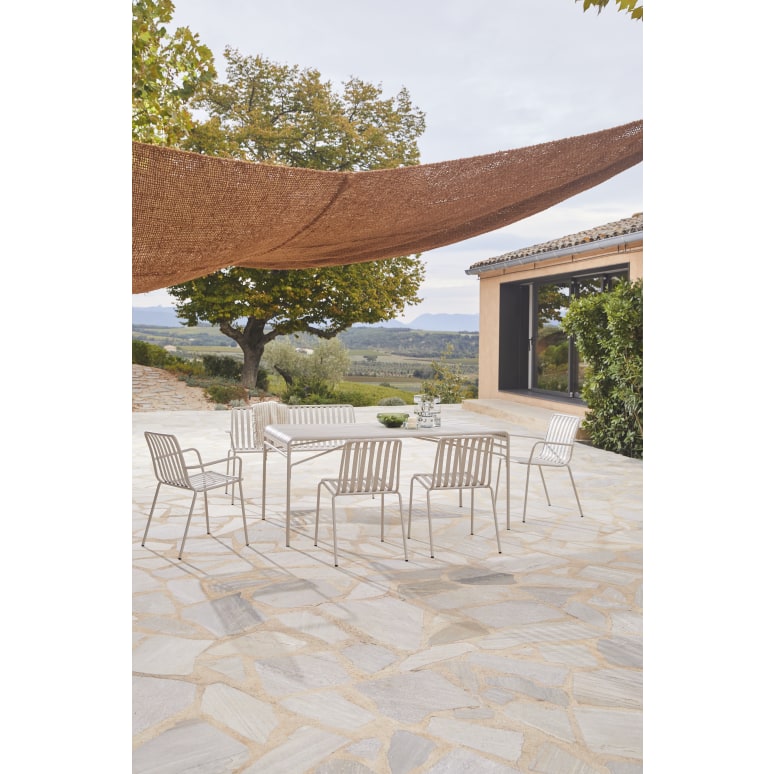 Gaby - Tavolo da giardino rettangolare in metallo cream, 4-6 persone