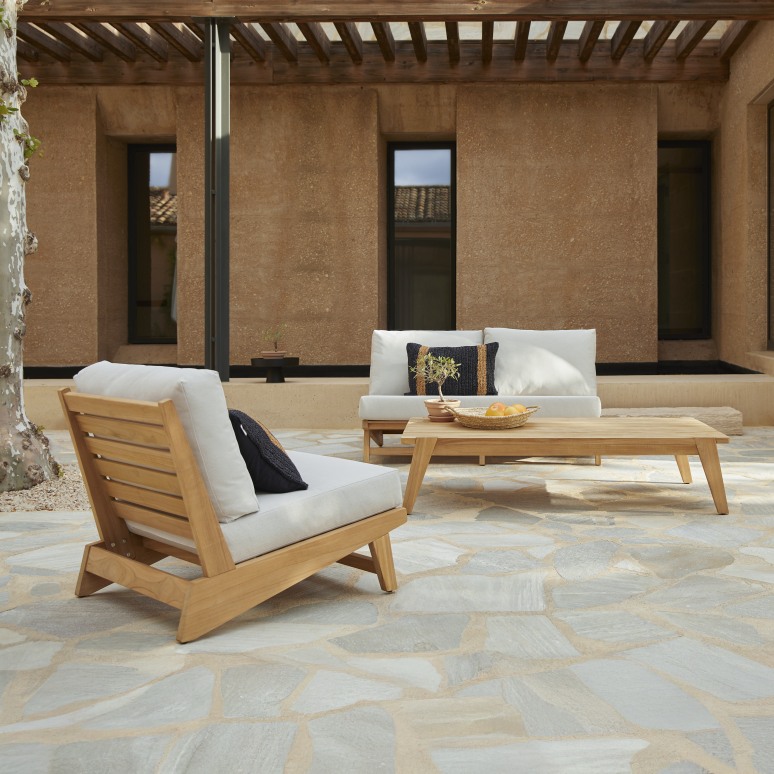 Olia - Salon de jardin en teck massif 3 places