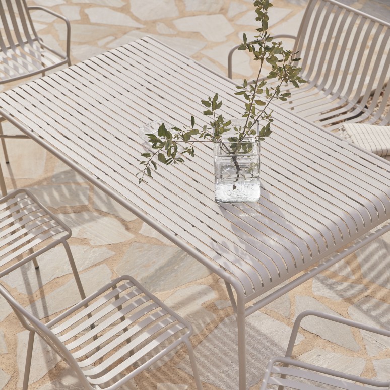 Gaby - Tavolo da giardino rettangolare in metallo cream, 4-6 persone