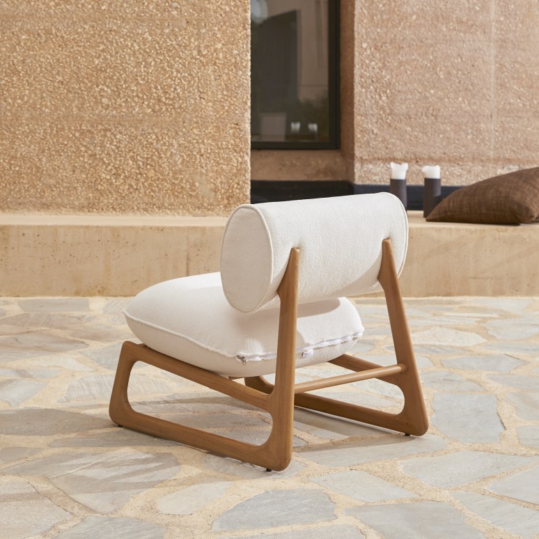 Julia - Fauteuil de jardin en teck massif et tissu