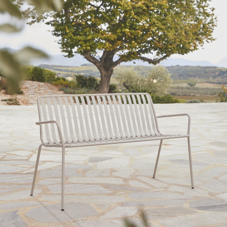 Gaby - Gartenbank Cream aus Metall, 2-Sitzer