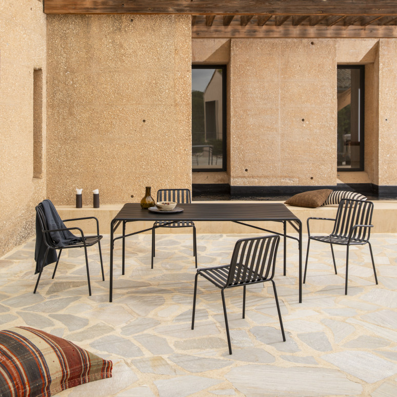 Gaby - Table de jardin rectangulaire en métal black 4/6 pers.