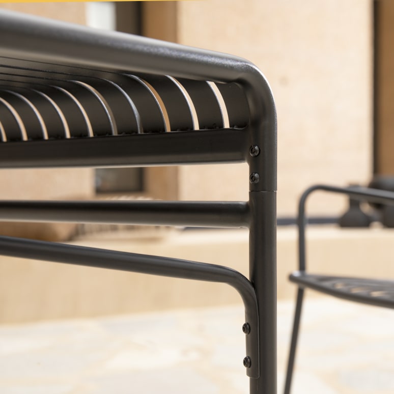 Gaby - Black metal 6-seater garden set