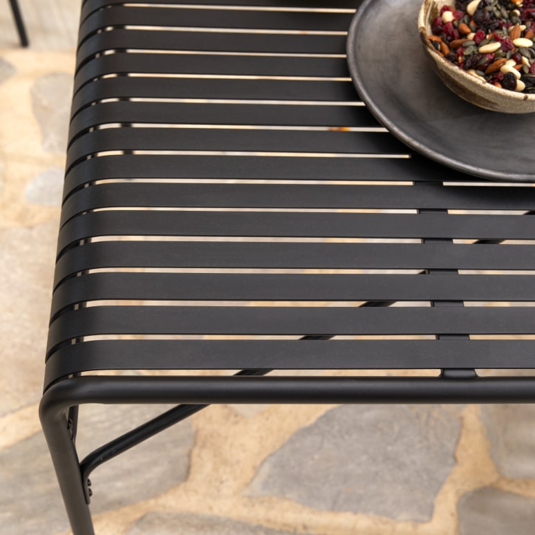 Gaby - Black metal 6-seater garden set