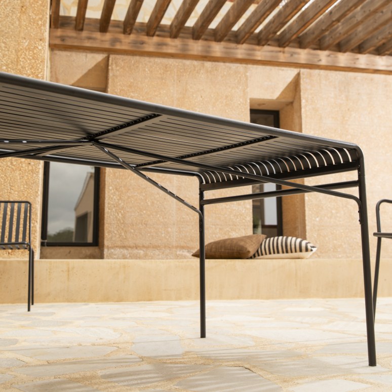 Gaby - Set di mobili da giardino in metallo nero 6 posti