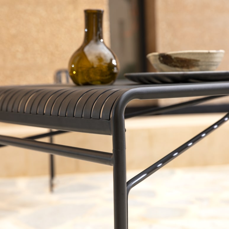 Gaby - Tavolo da giardino rettangolare in metallo black 4/6 persone.