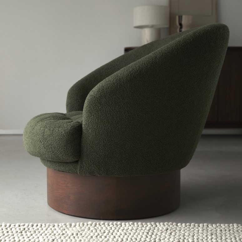 Ines - Draaibare fauteuil in mindi en groene stof