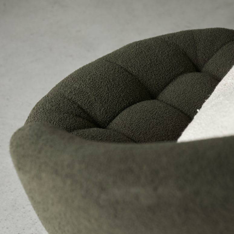 Ines - Draaibare fauteuil in mindi en groene stof