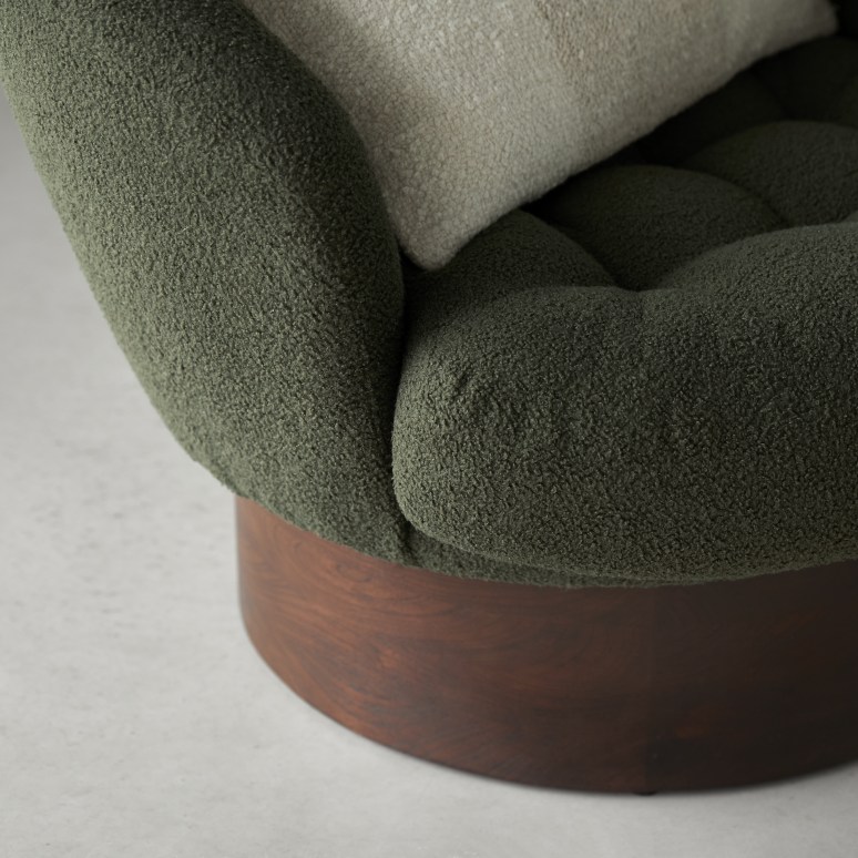 Ines - Draaibare fauteuil in mindi en groene stof