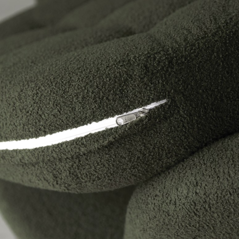 Ines - Fauteuil pivotant en Mindi et tissu vert