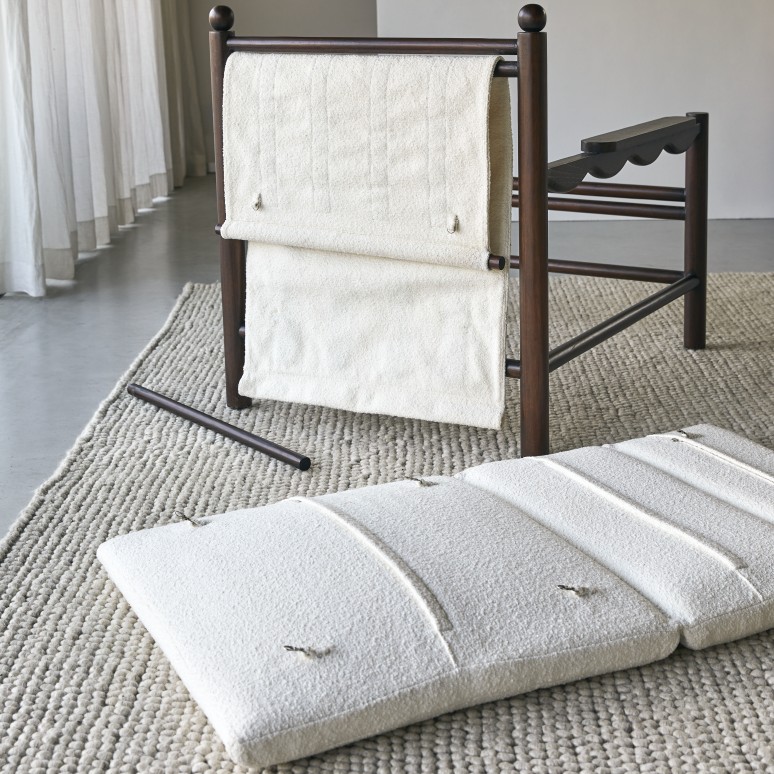 Alix - Fauteuil en mindi et tissu écru