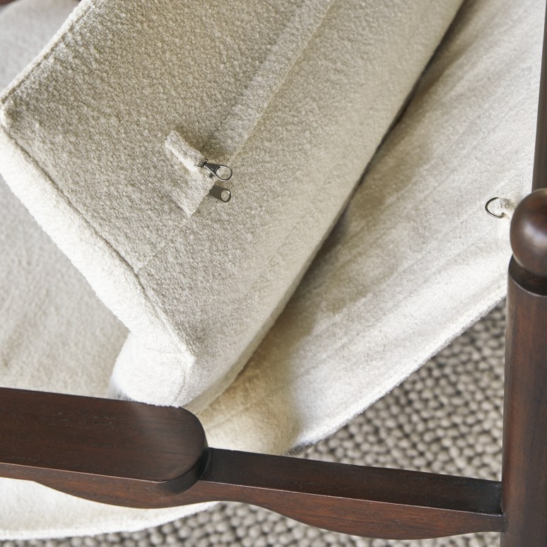 Alix - Fauteuil en mindi et tissu écru