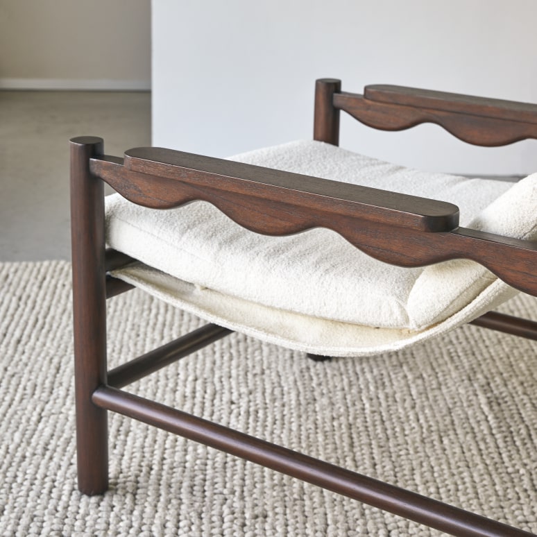 Alix - Fauteuil en mindi et tissu écru