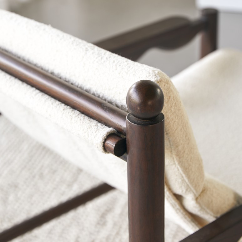 Alix - Fauteuil en mindi et tissu écru