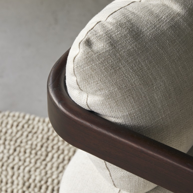 Charlie - Fauteuil en Mindi et tissu écru