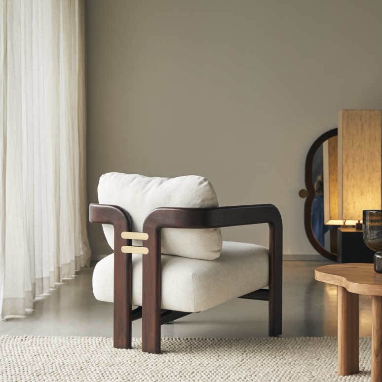 Charlie - Fauteuil in mindi en ecru stof