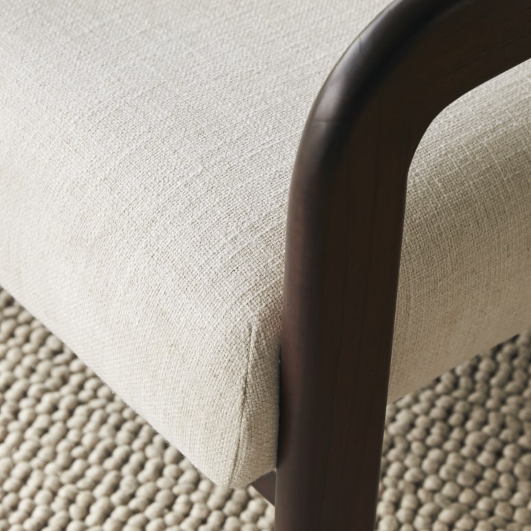 Charlie - Fauteuil en Mindi et tissu écru