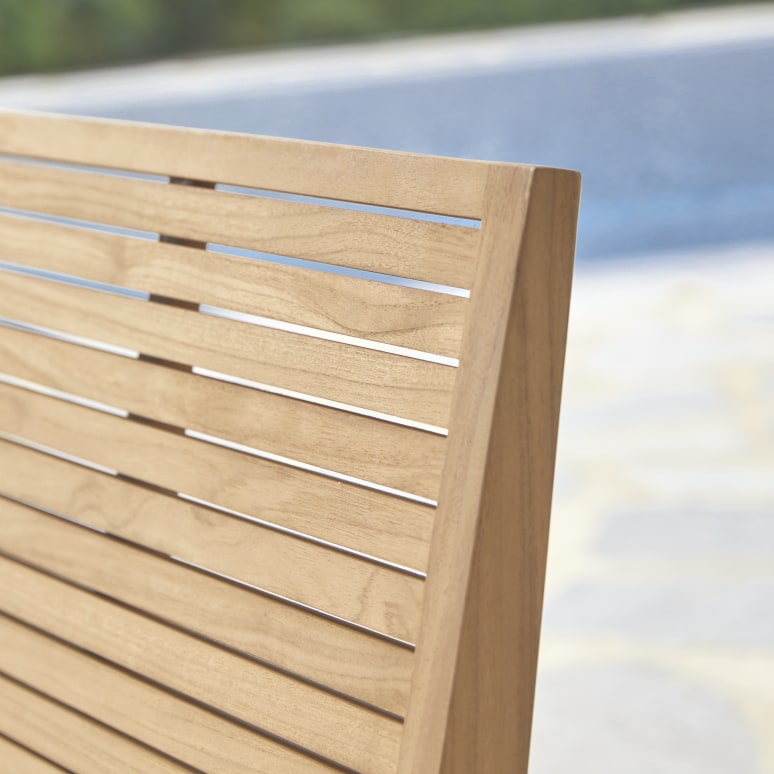 Teo - Low garden armchair in solid teak