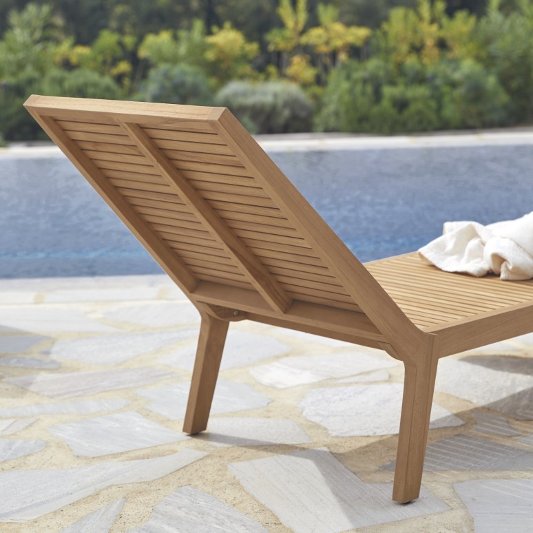 Teo -  Chaise longue de jardin en teck massif