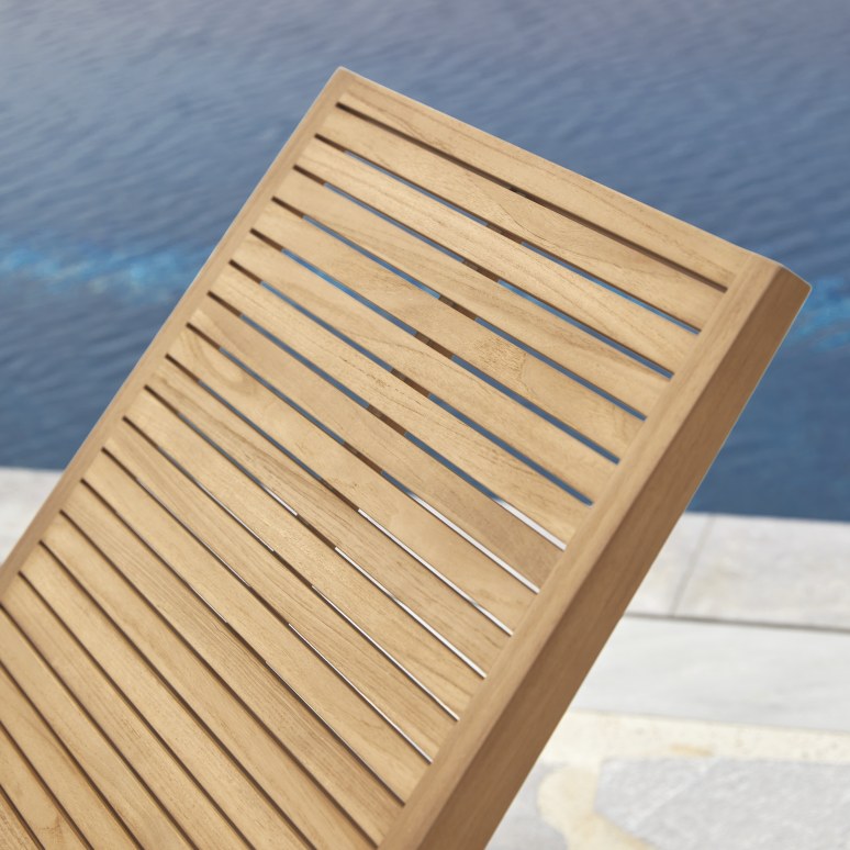 Teo -  Chaise longue de jardin en teck massif