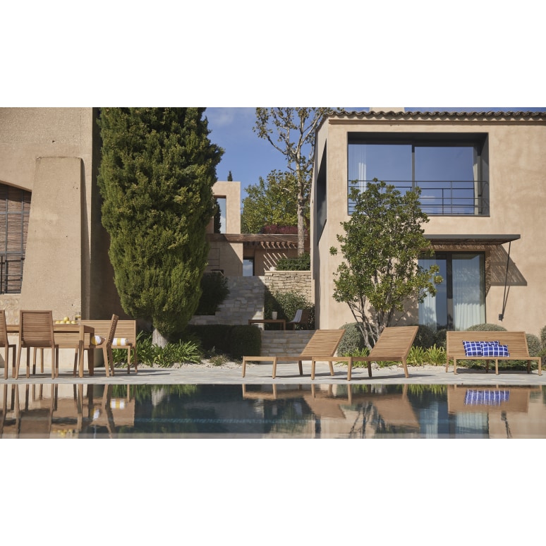 Teo - Ensemble de jardin en teck massif 4 chaises