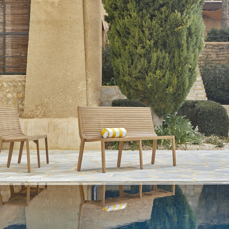 Teo - Banc de jardin en teck massif 2 places