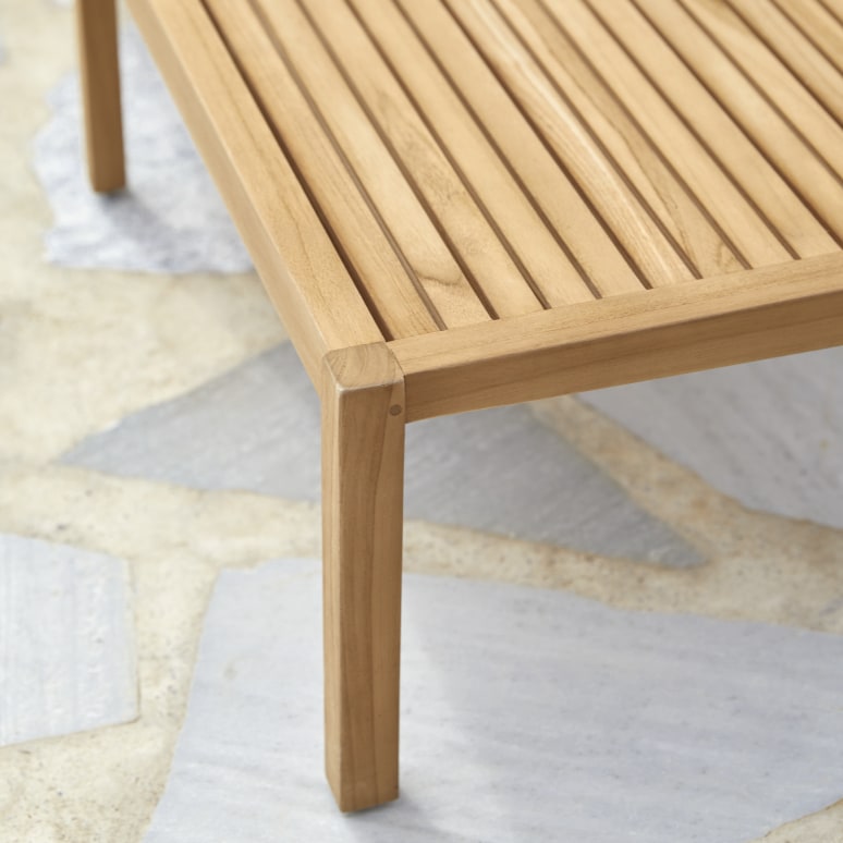 Teo - Low garden bench in solid teak