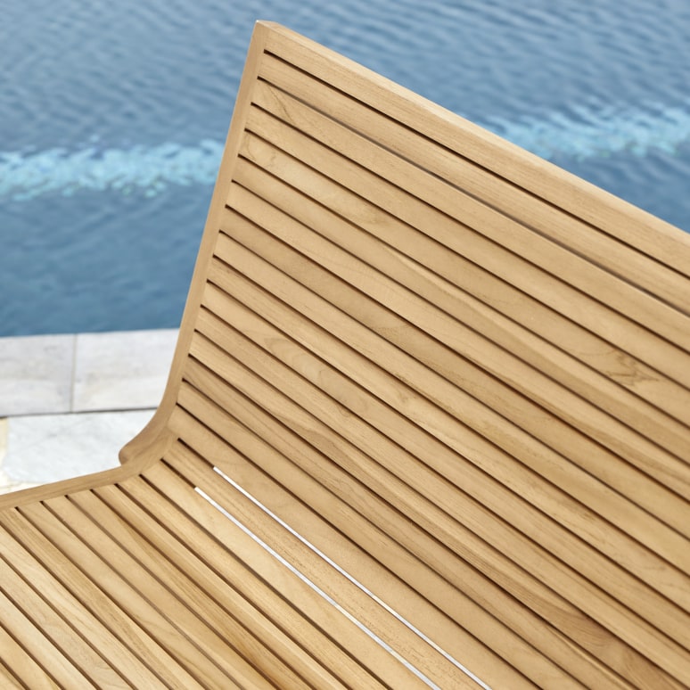 Teo - Low garden bench in solid teak