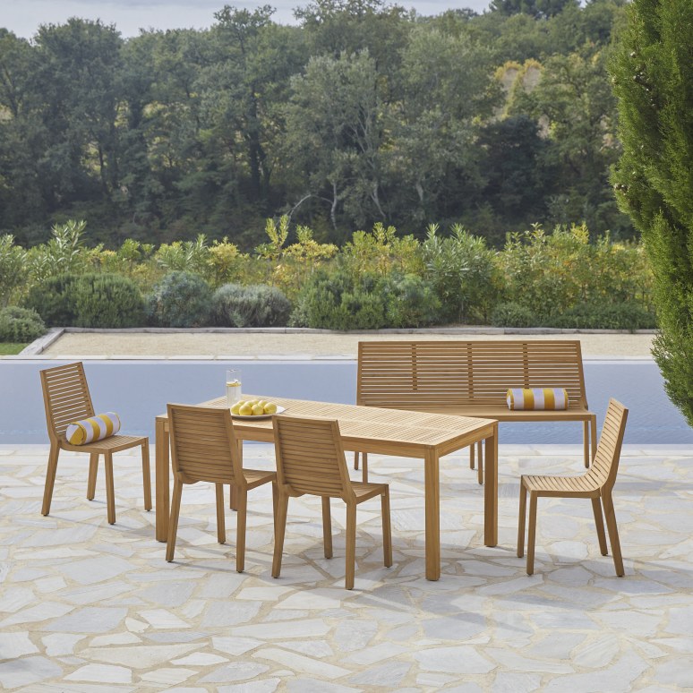 Teo - Ensemble de jardin en teck massif 6 places