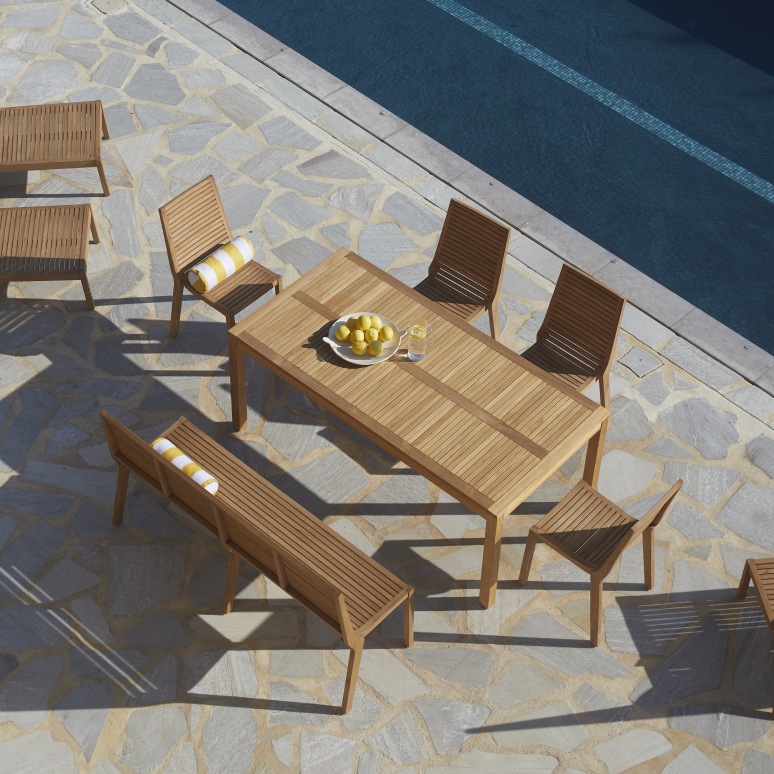 Teo - Set di mobili da giardino in teak massello 6 posti