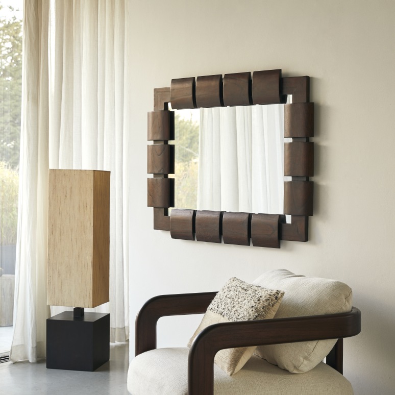 Isaac - Miroir en mindi 100x80 cm