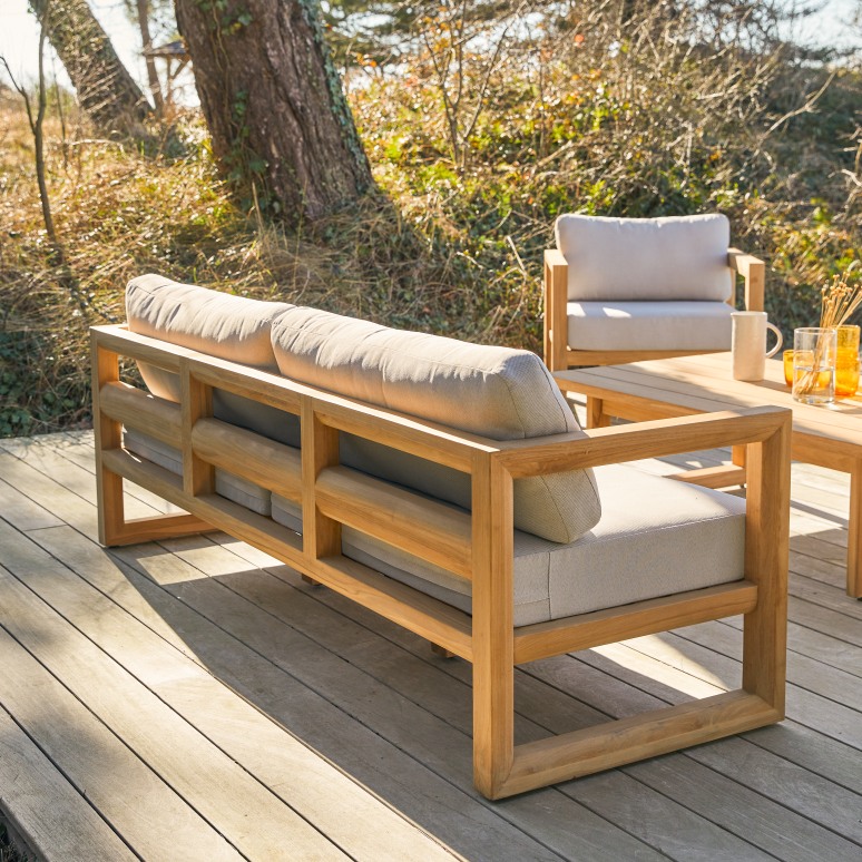 Noah - 3-Sitzer Gartenbank aus massivem Teakholz