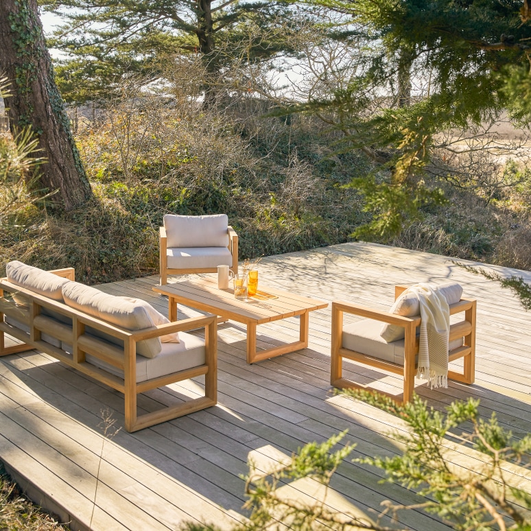 Noah - 3-Sitzer Gartenbank aus massivem Teakholz