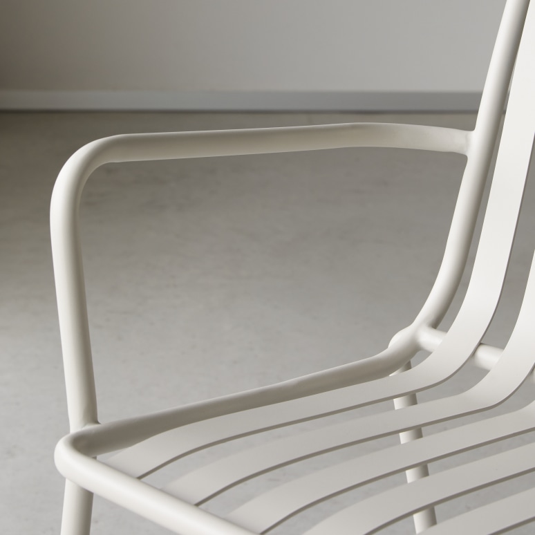 Gaby - Sedia con braccioli in metallo cream