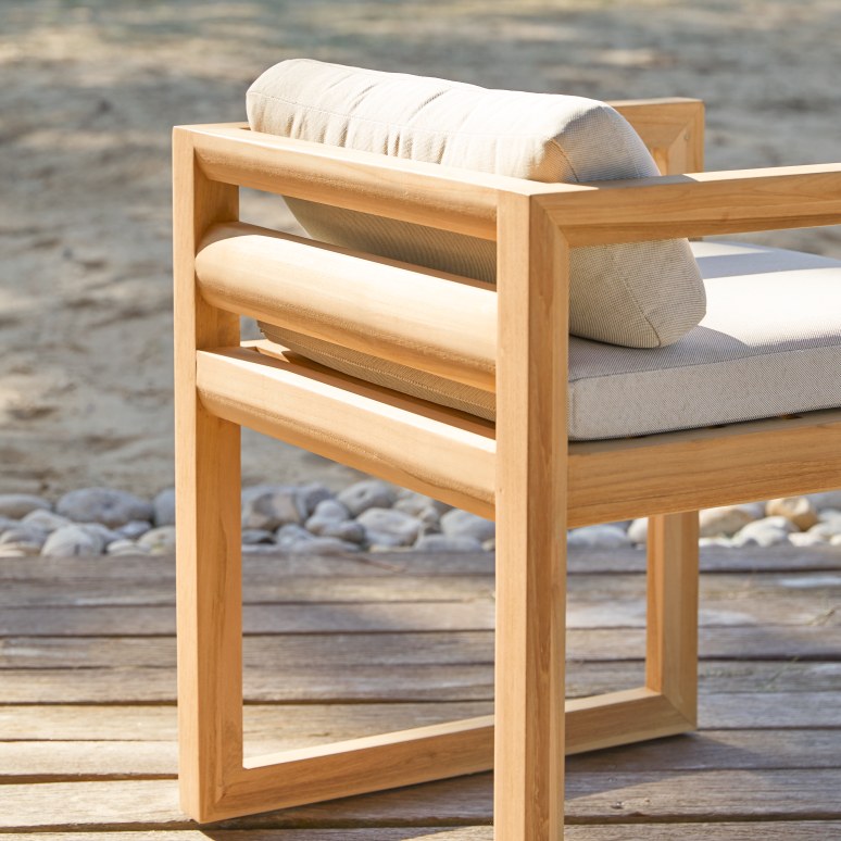Leon - Ensemble de jardin en teck massif 4 chaises