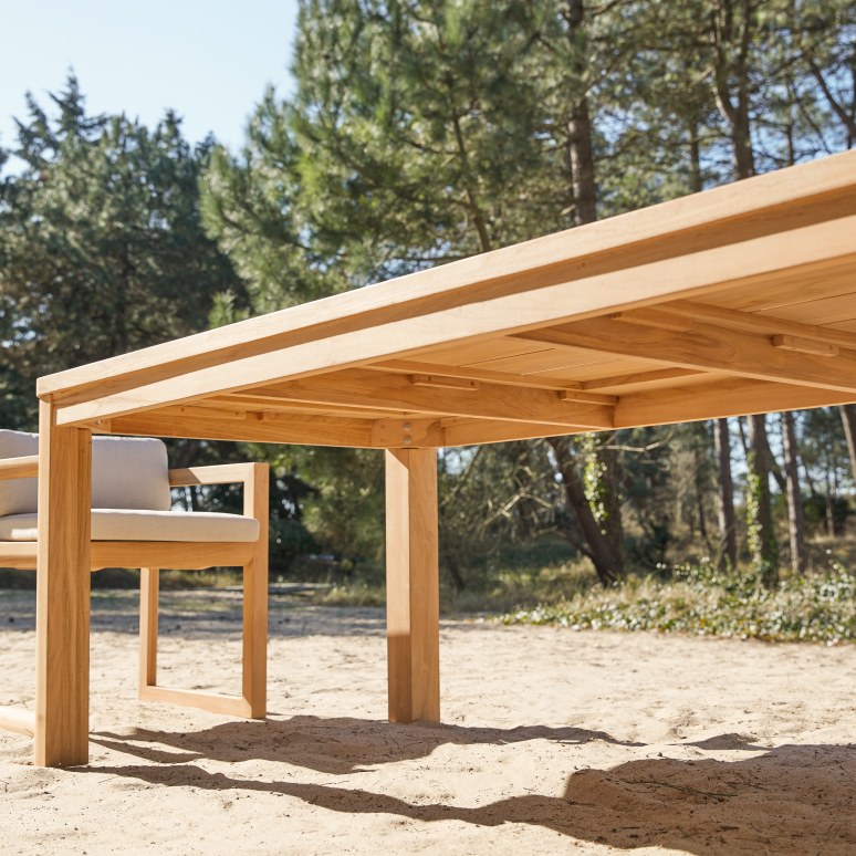 Leon - Mesa de jardín de teca maciza para 6-8 personas