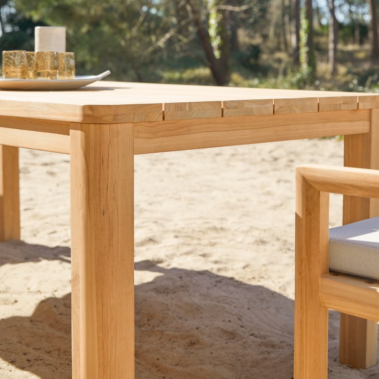 Leon - Mesa de jardín de teca maciza para 6-8 personas