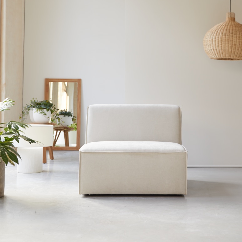 Dario - Sillón modulable de tela beis