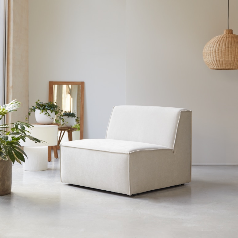 Dario - Modular armless chair in beige fabric