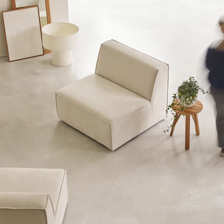 Dario - Modulaire loungestoel in beige stof