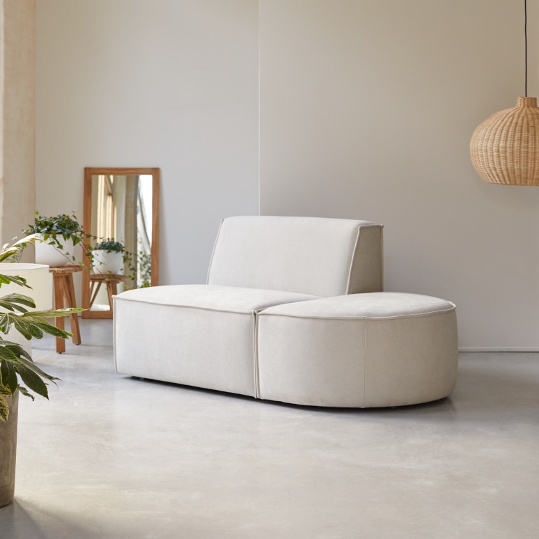 Dario - Modular lounge armchair in beige fabric