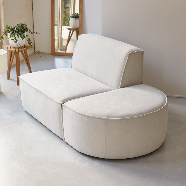 Dario - Modular lounge armchair in beige fabric